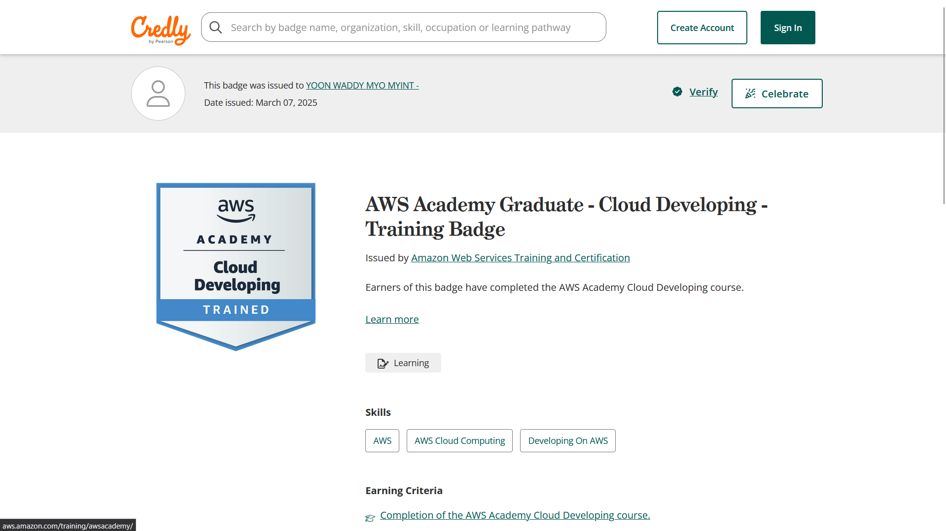 AWS Cloud Developing